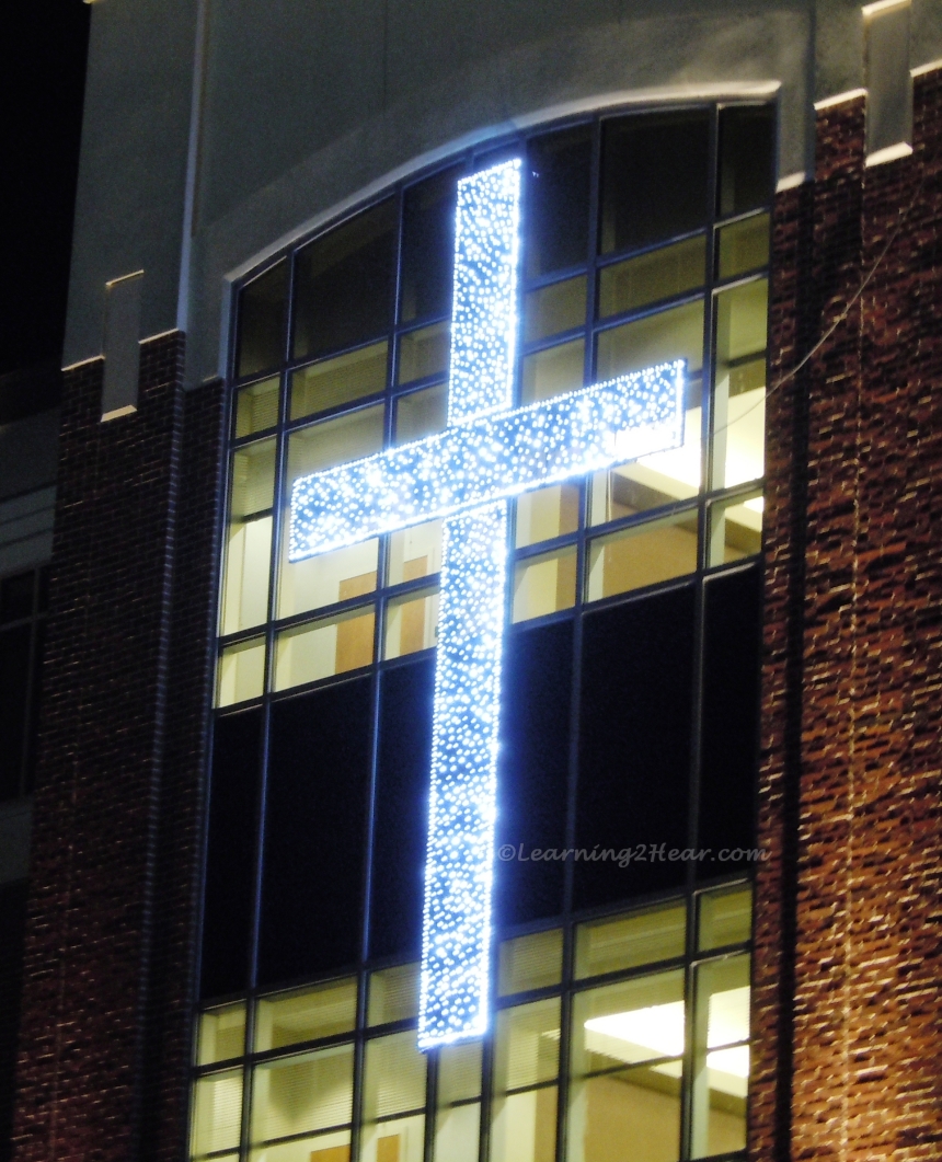 Lighted Cross in Window